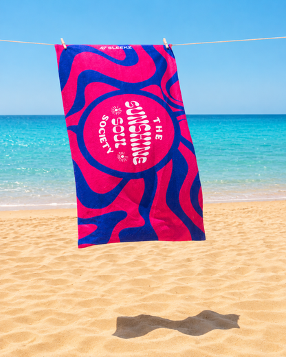 Neon Radiance Beach Towel