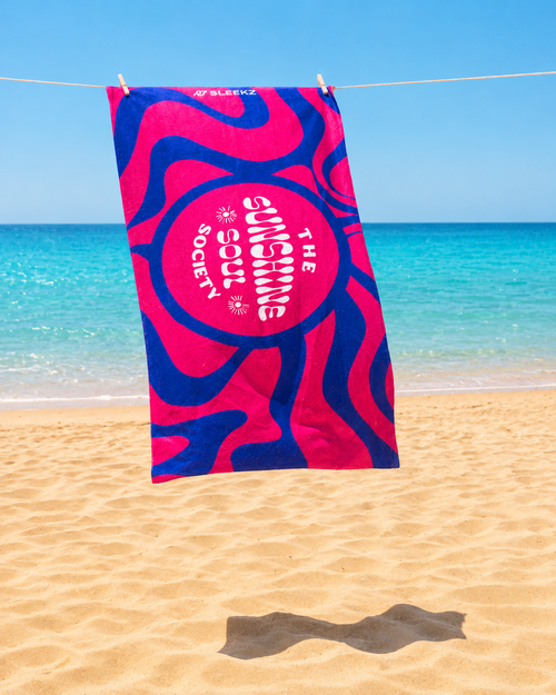 Neon Radiance Beach Towel