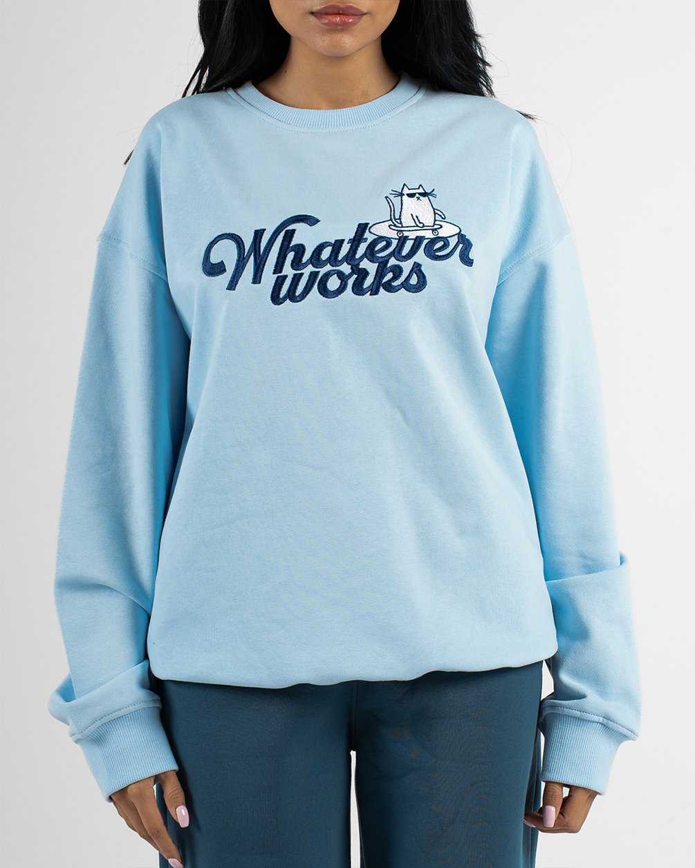 Whatever Works Embroidery Crewneck